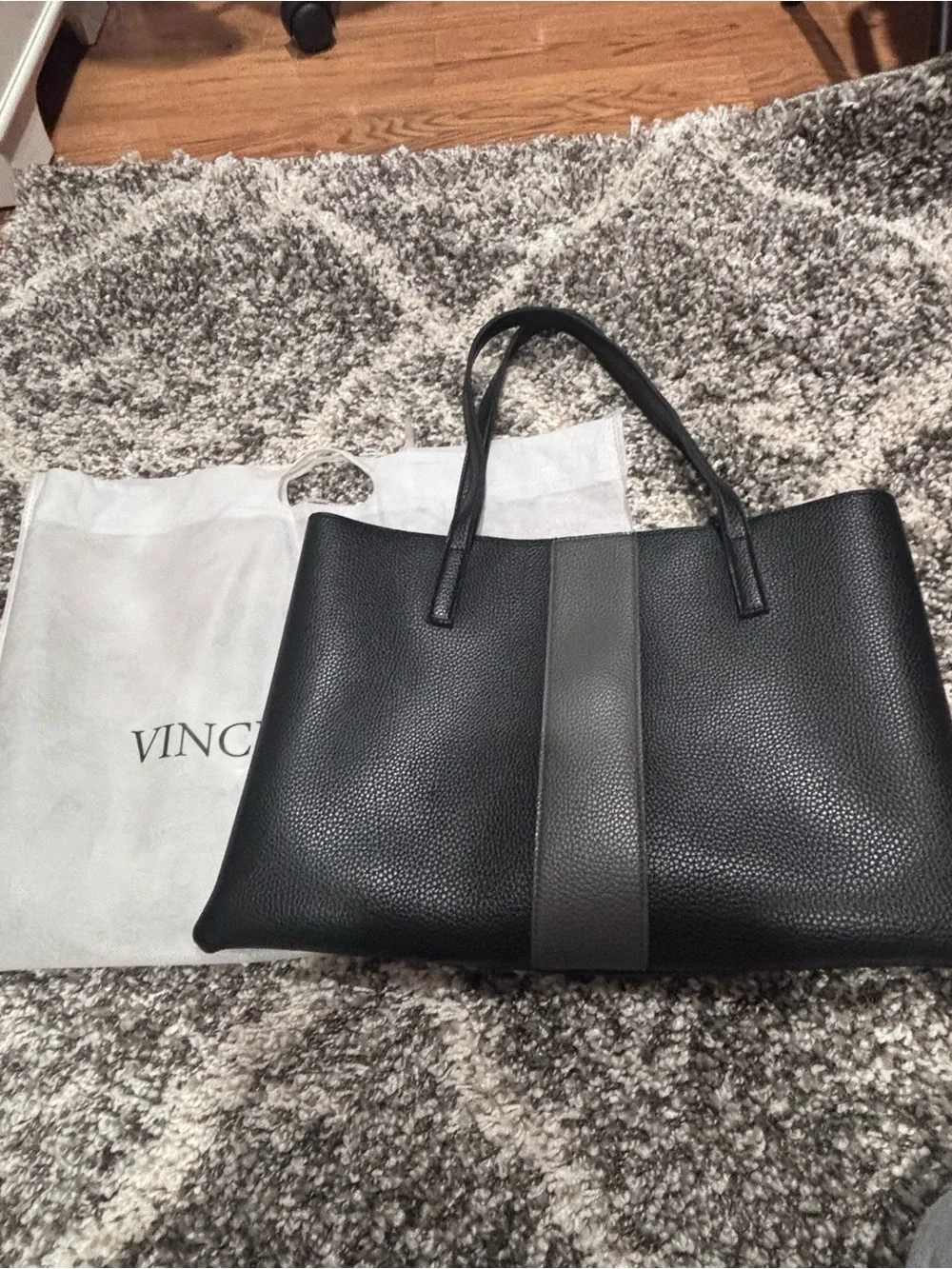 Vince Black Tote with Gray Center Panel